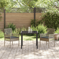 Sedie da giardino  2 pezzi con cuscini Grigio Rattan