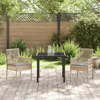 Sedie da Giardino  2 pz con Cuscini Beige in Polyrattan