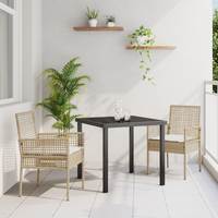 Sedie da giardino  2 pcs con cuscini Beige Rattan sintetico