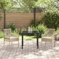 Sedie da giardino  2 pcs con cuscini Beige Rattan sintetico