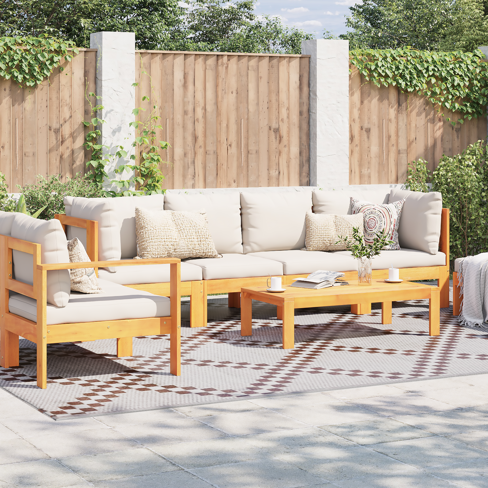 Tappeto da Esterno ARAKIL Marrone e Bianco Polipropilene