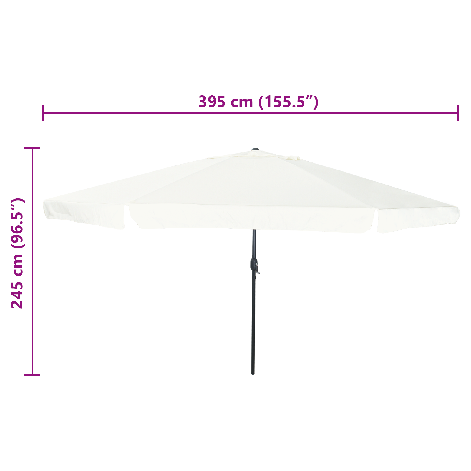 Parasole da Giardino  ø395x245 cm Bianco Sabbia