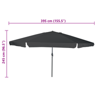 Parasol da Giardino  ø395x245 cm Grigio Scuro
