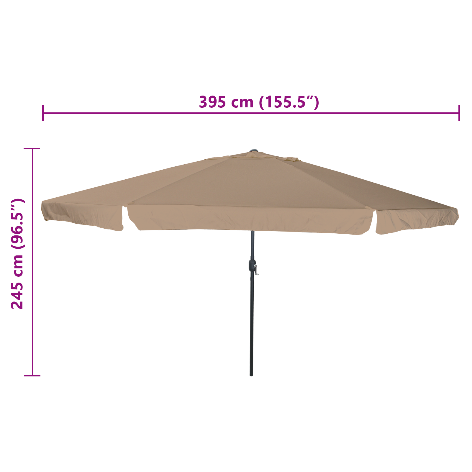 Parasol da giardino  ø395x245 cm Tortora