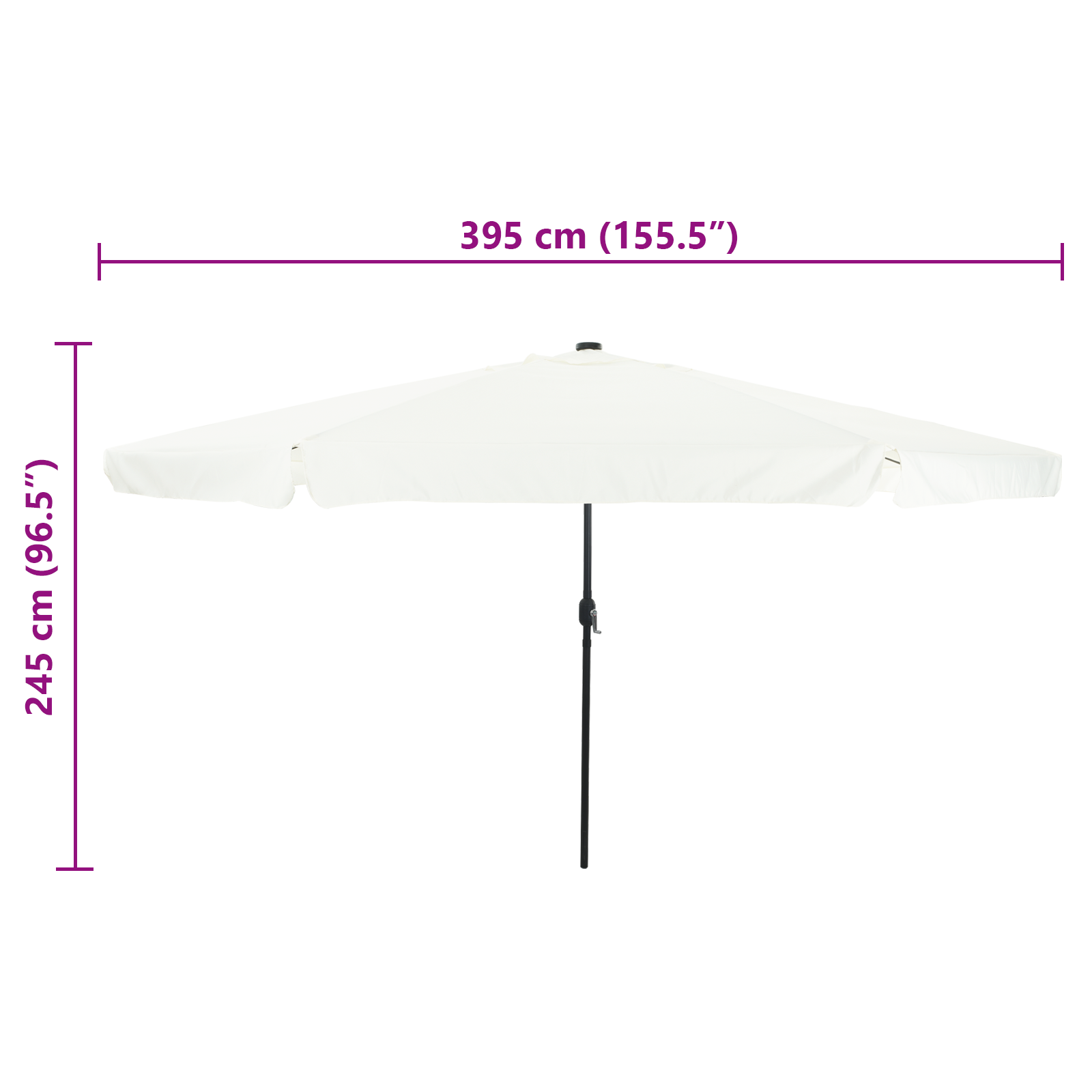 Parasol da Giardino  con Luci LED ø395x245 cm Bianco Sabbia