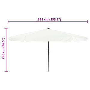Parasol da Giardino  con Luci LED ø395x245 cm Bianco Sabbia