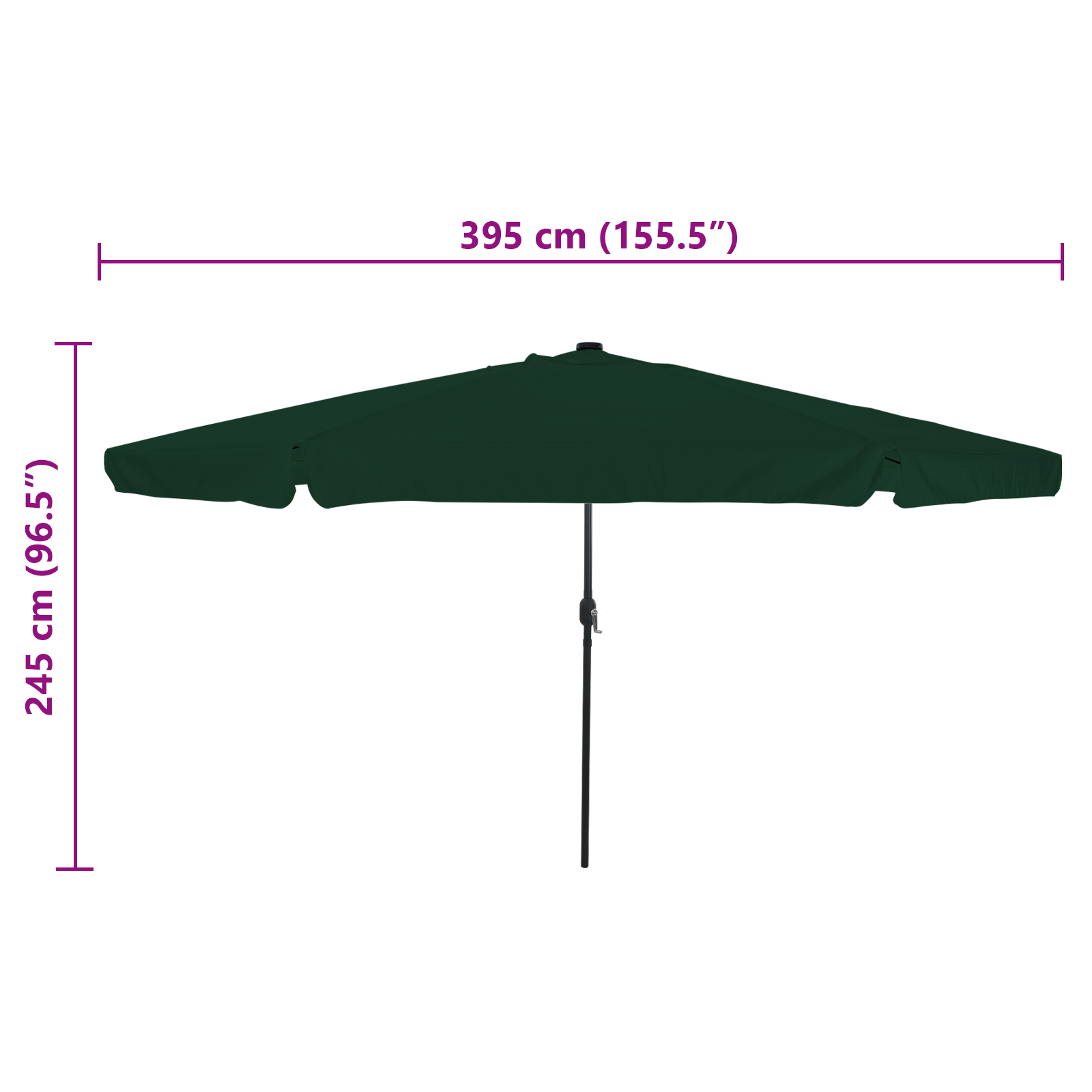 Parasol da Giardino  con Luci LED ø395x245 cm Verde