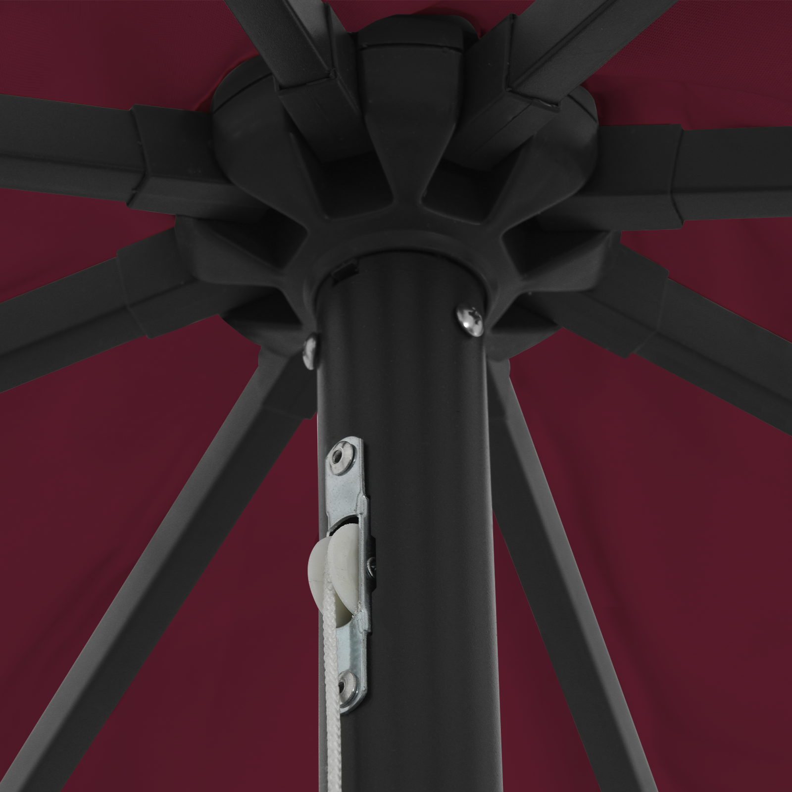 Parasol da giardino  con luci LED Ø395x245 cm Rosso Bordeaux