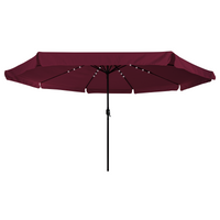 Parasol da giardino  con luci LED Ø395x245 cm Rosso Bordeaux