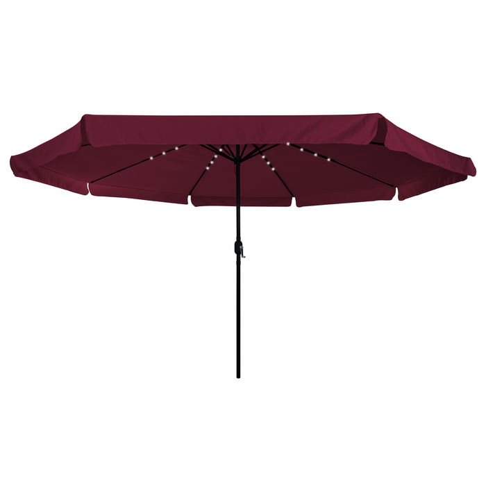 Parasol da giardino  con luci LED Ø395x245 cm Rosso Bordeaux