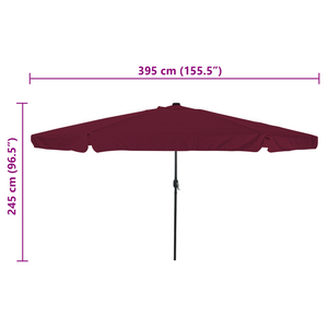 Parasol da giardino  con luci LED Ø395x245 cm Rosso Bordeaux