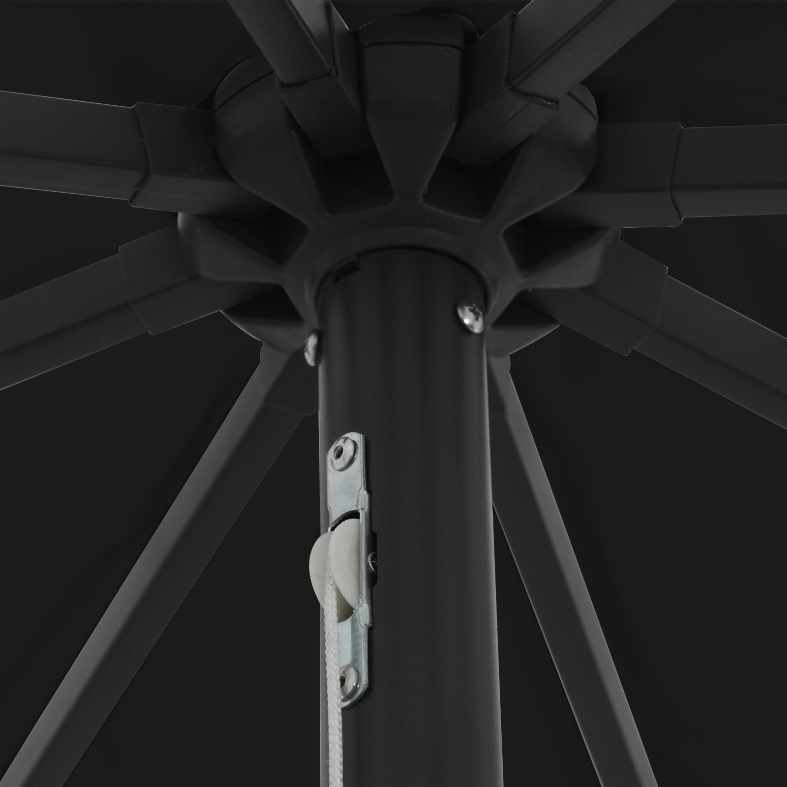 Parasol da Giardino  con Luci LED Ø395x245 cm Nero