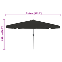 Parasol da Giardino  con Luci LED Ø395x245 cm Nero