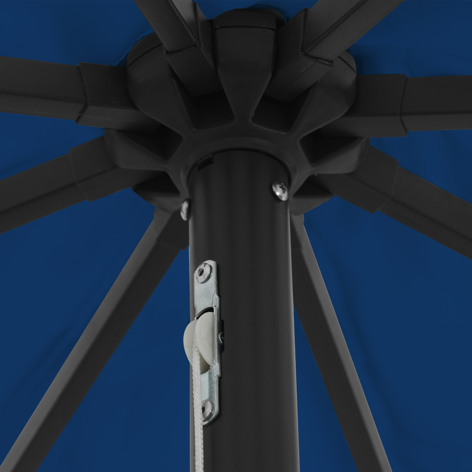 Parasol da Giardino  con Luci LED Ø395x245 cm Blu Azzurro