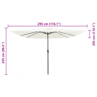 Parasol da giardino quadrato  con luci LED 295x245 cm Bianco sabbia