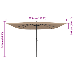 Parasol da Giardino Quadrato  con Luci LED 295x245 cm Tortora