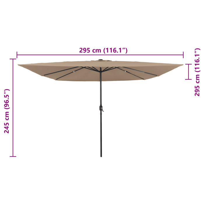 Parasol da Giardino Quadrato  con Luci LED 295x245 cm Tortora