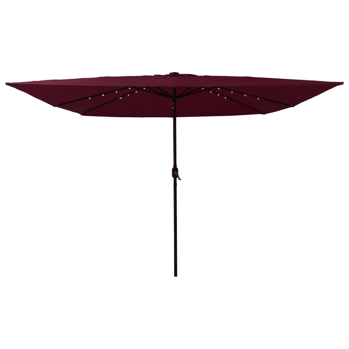 Parasol quadrato da giardino  con luci LED 295x245 cm Bordeaux