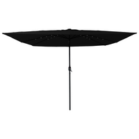 Parasol da giardino quadrato  con luci LED 295x245 cm  Nero