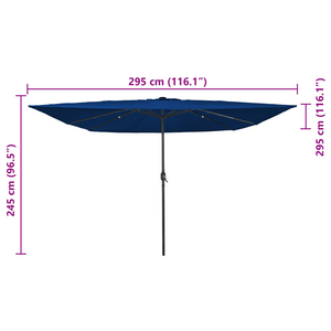 Parasol quadrato da giardino  con luci LED 295x245 cm Blu