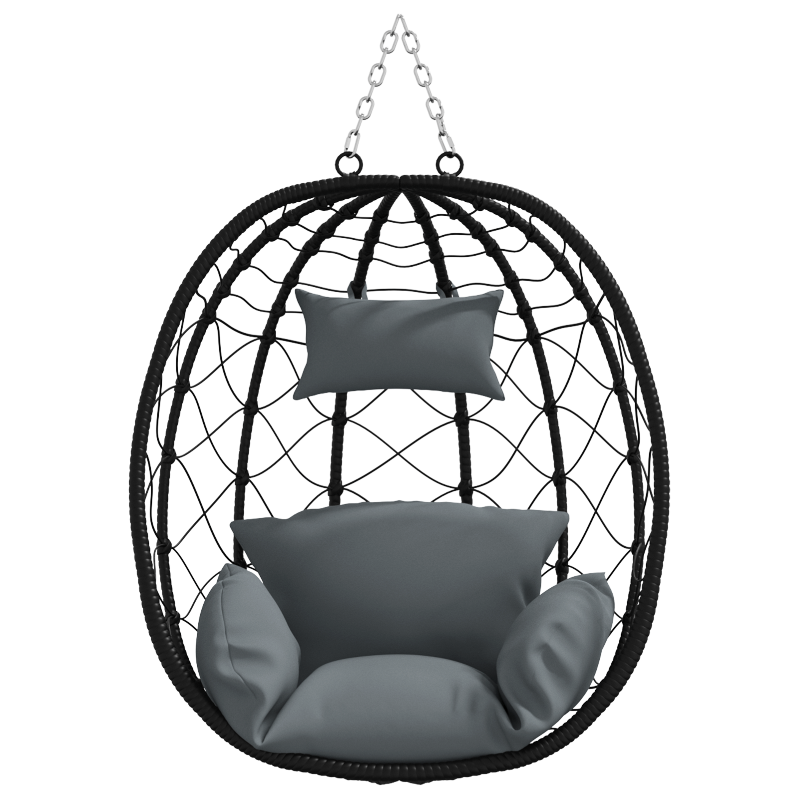 Cesto per Sedia a Uovo Appesa senza Staffa in Rattan Tecnologico Antracite