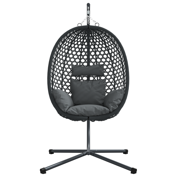 Sedia a Uovo Appesa con Supporto Antracite Rattan Polimerico