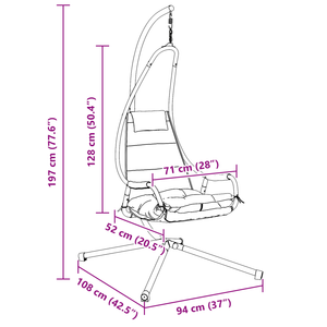 Sedia Appesa con Supporto e Cuscino Caffè Acciaio