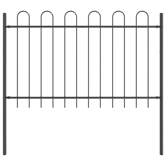 Recinzione da Giardino  con Punta a Arco Grigia 1,7x1 m in Acciaio