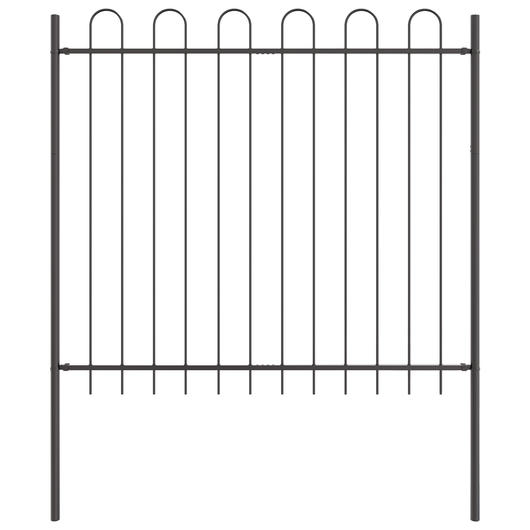 Recinzione da Giardino  con Punta a Cerchio Grigia 1,7x1,5 m in Acciaio