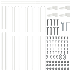 Recinzione da Giardino  con Parte Superiore a Pugno Bianca 1,7x1,5 m in Acciaio