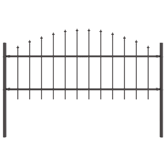 Recinzione da Giardino  con Punta a Archi Grigia 1,7x0,75 m in Acciaio