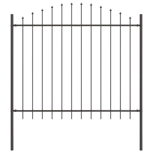 Recinzione da Giardino  con Punta a Cerchio Grigia 1,7x1,5 m in Acciaio