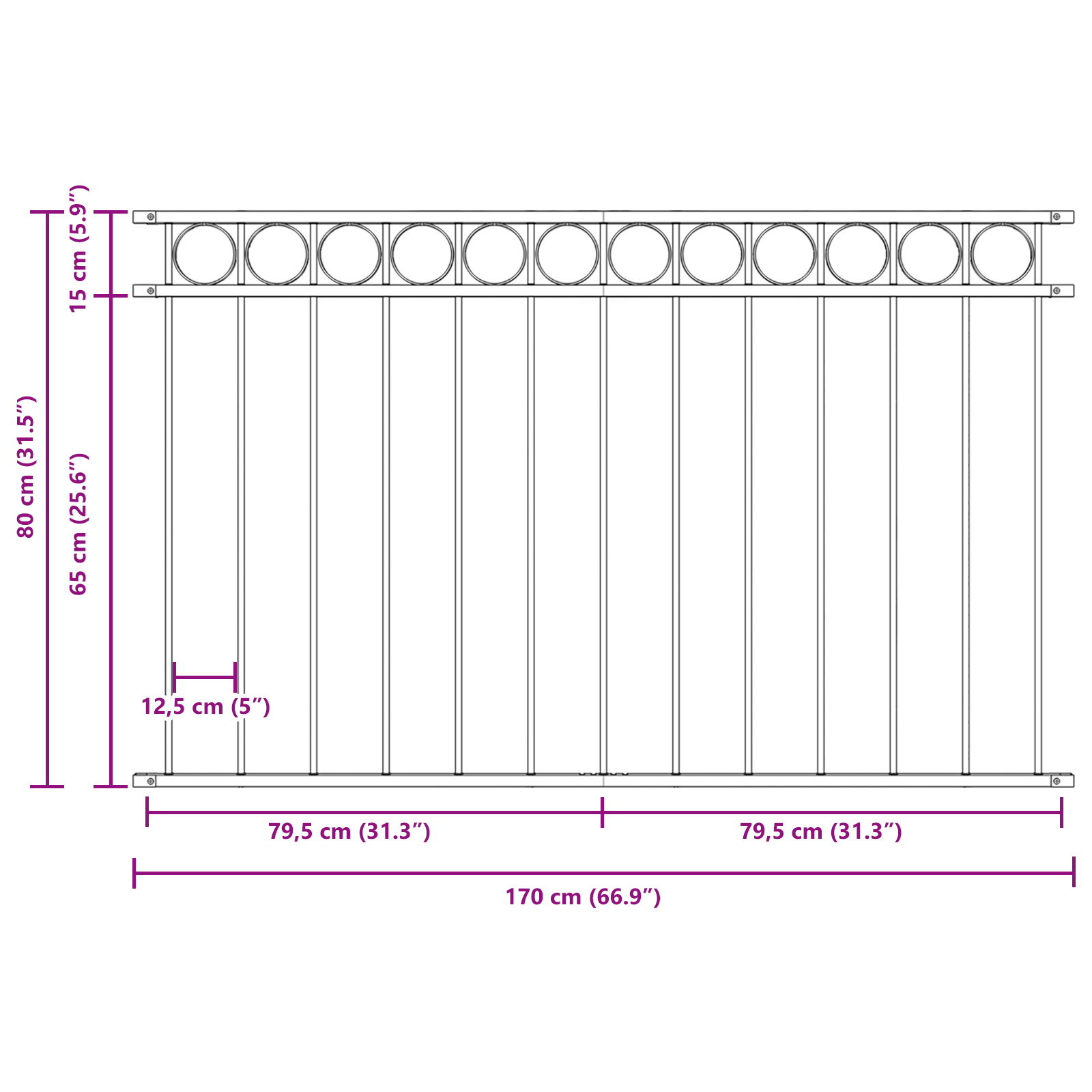 Pannello del Recinto in Acciaio Grigio 1.7x0.8 m