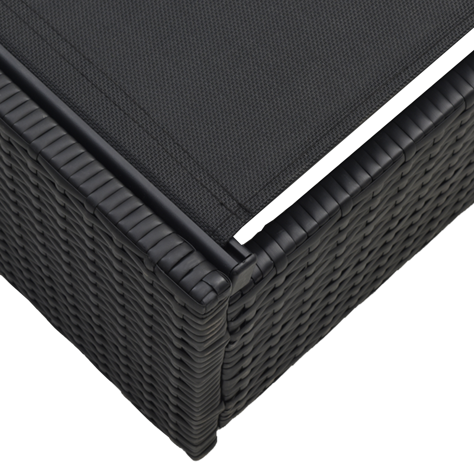 Lettino Prendisole Nero 60x200x27 cm Rattan Sintetico