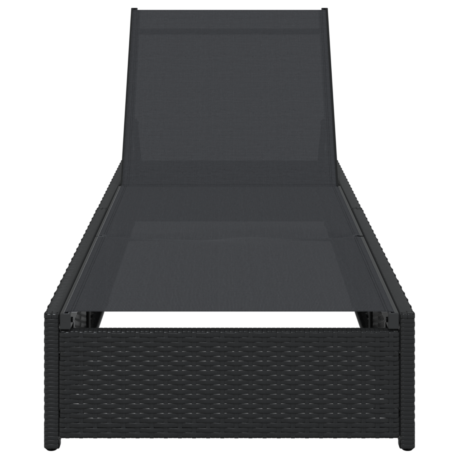 Lettino Prendisole Nero 60x200x27 cm Rattan Sintetico