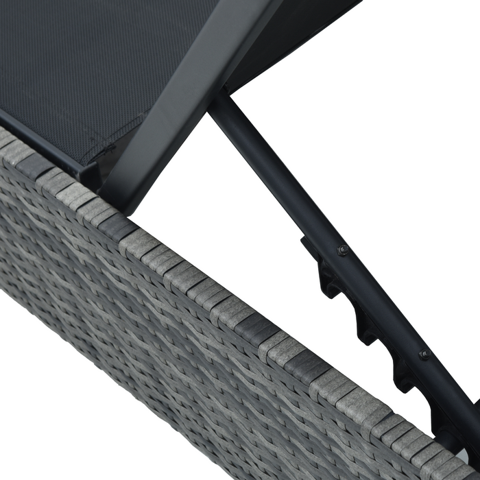 Lettino Prendisole Grigio 60x200x27 cm Polyrattan