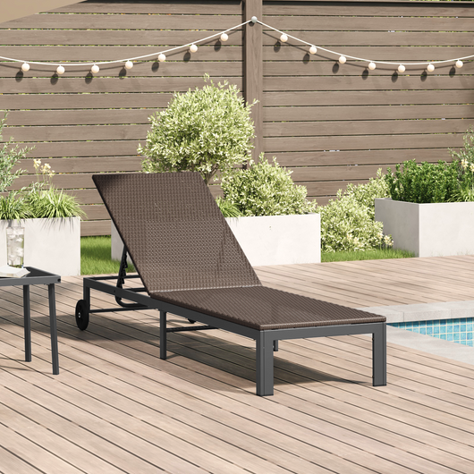 Lettino prendisole con ruote Rattan Poliestere Marrone