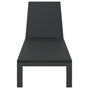 Lettino con Ruote in Polyrattan Nero