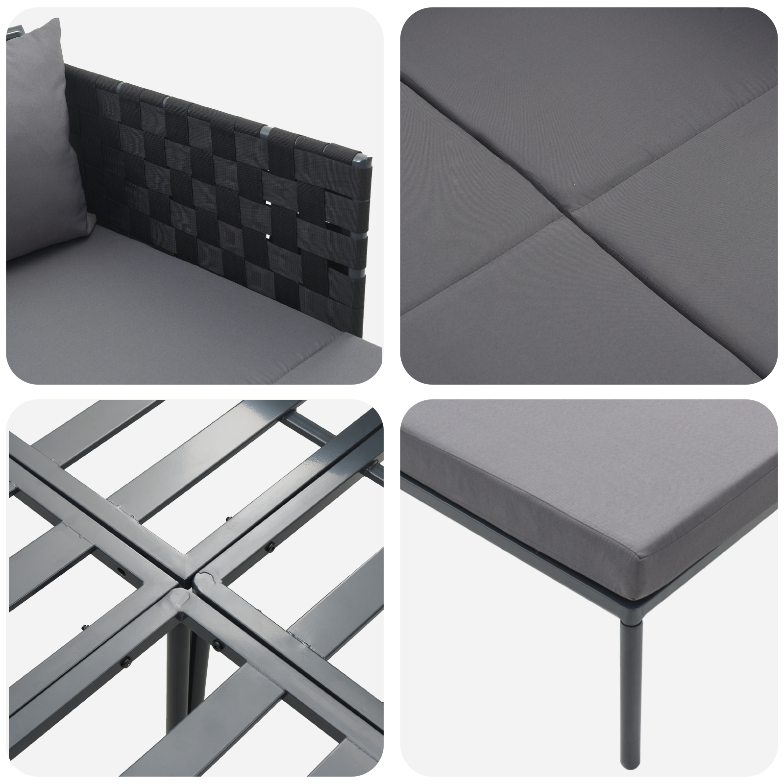 Lettino prendisole con cuscini per 2 persone Anthracite 115x153x69,5 cm Acciaio