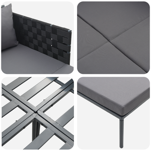 Lettino prendisole con cuscini per 2 persone Anthracite 115x153x69,5 cm Acciaio