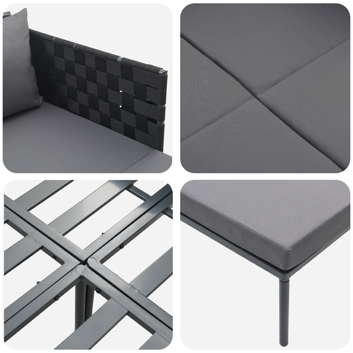 Lettino prendisole con cuscini per 2 persone Anthracite 115x153x69,5 cm Acciaio