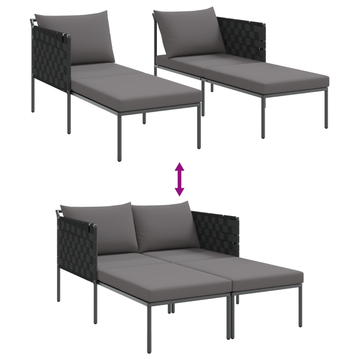 Lettino prendisole con cuscini per 2 persone Anthracite 115x153x69,5 cm Acciaio