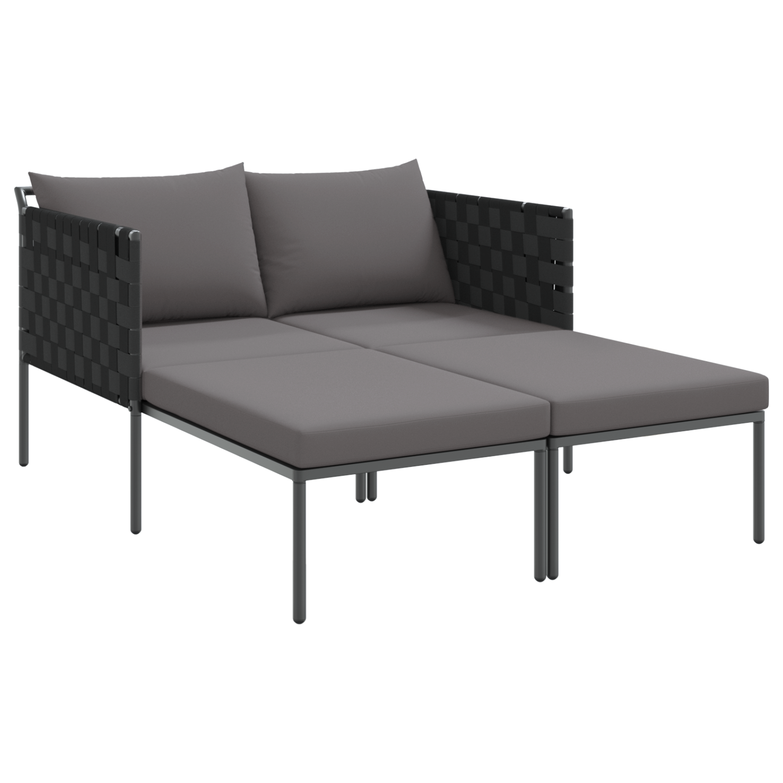 Lettino prendisole con cuscini per 2 persone Anthracite 115x153x69,5 cm Acciaio