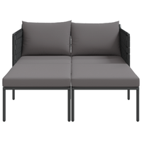 Lettino prendisole con cuscini per 2 persone Anthracite 115x153x69,5 cm Acciaio