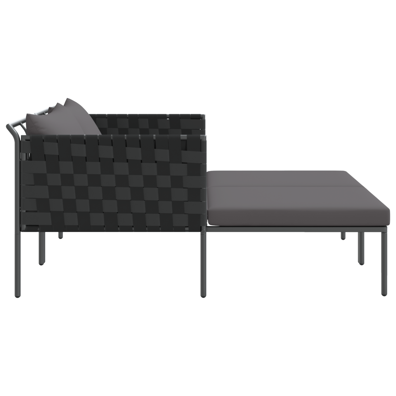 Lettino prendisole con cuscini per 2 persone Anthracite 115x153x69,5 cm Acciaio