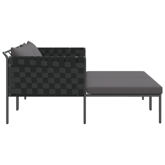 Lettino prendisole con cuscini per 2 persone Anthracite 115x153x69,5 cm Acciaio