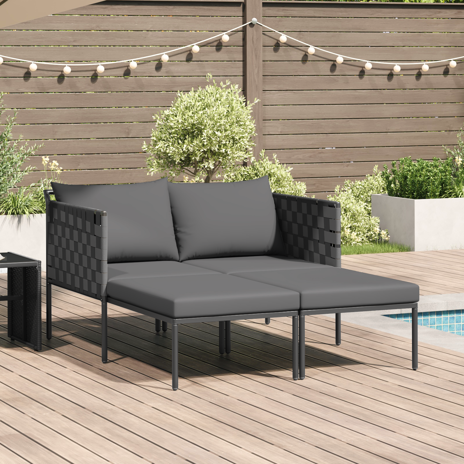 Lettino prendisole con cuscini per 2 persone Anthracite 115x153x69,5 cm Acciaio