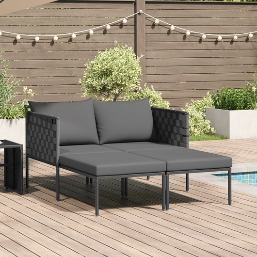Lettino prendisole con cuscini per 2 persone Anthracite 115x153x69,5 cm Acciaio