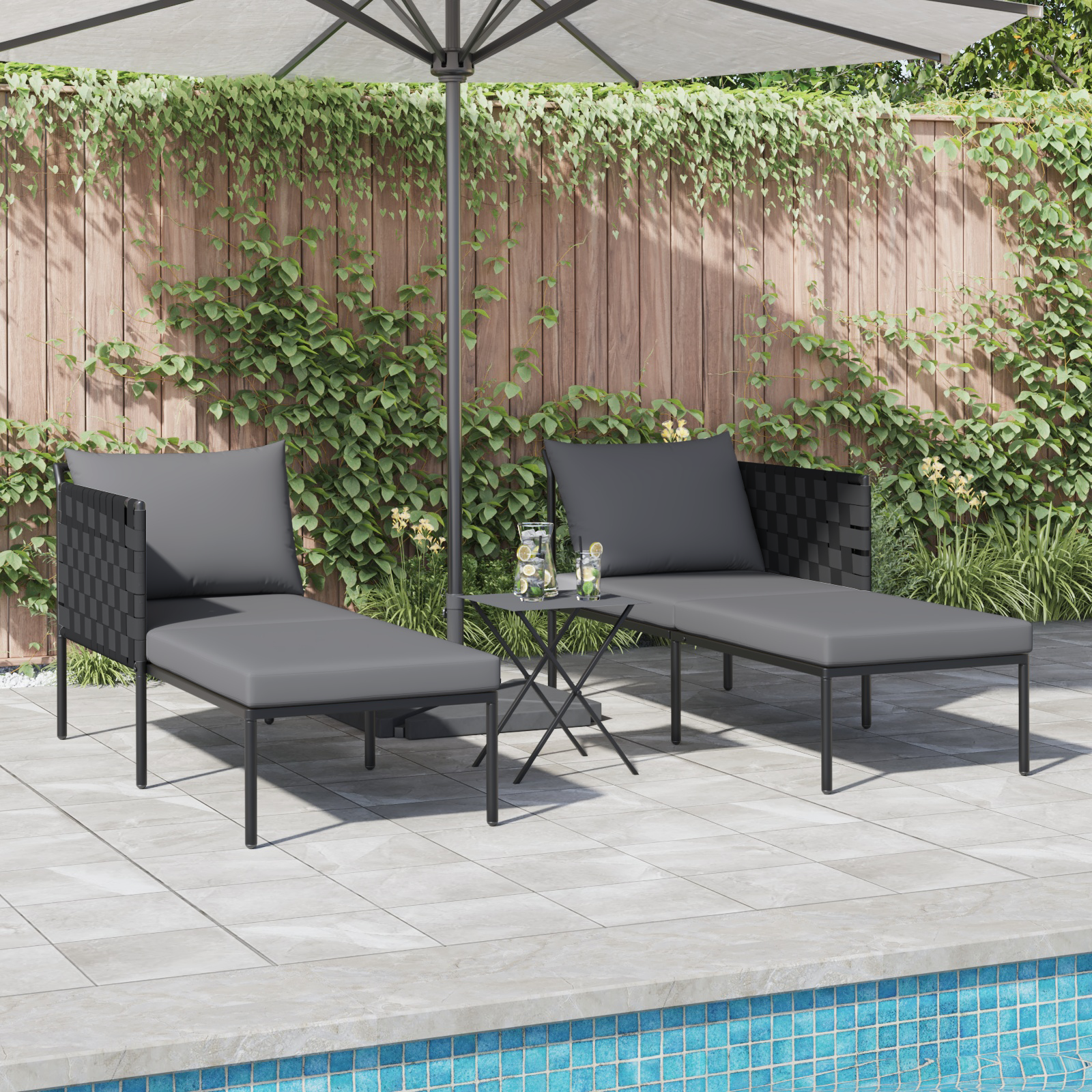 Lettino prendisole con cuscini per 2 persone Anthracite 115x153x69,5 cm Acciaio