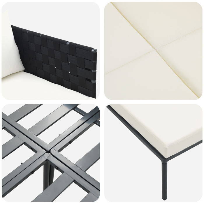 lettino prendisole  con cuscini per 2 persone grigio antracite 115x153x69,5 cm in acciaio